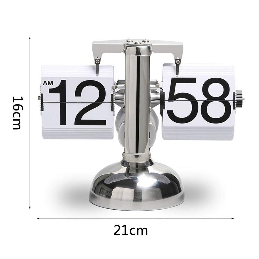 Tischuhr Flip Uhr Retro Wecker Standuhr Schreibtisch Regal Design Uhr, Auto Flip Retro Tisch Uhren Metall, Europäischen Stil Dekoration Tischuhr