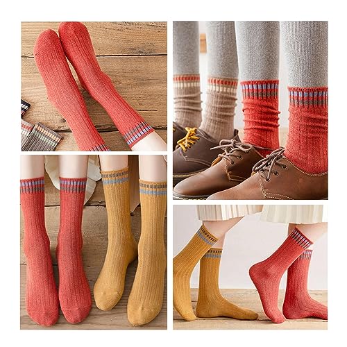 10 Pairs Fashion All Season Striped Crew Socks, Athletic Retro Cute Socks for Women Girls4