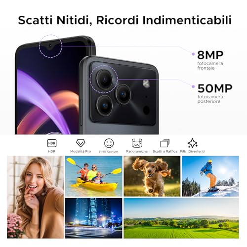 DOOGEE Note 56 Plus Android 16 Smartphone, 48GB+256GB/TF 2TB Telefono Cellulare, 50MP+8MP, 6150mAh Cellulari, 6.56" 90Hz Octa-Core Telefoni, Fingerprint/Face ID/4G Dual SIM/Widevine L1/NFC - Nero - Immagine 3