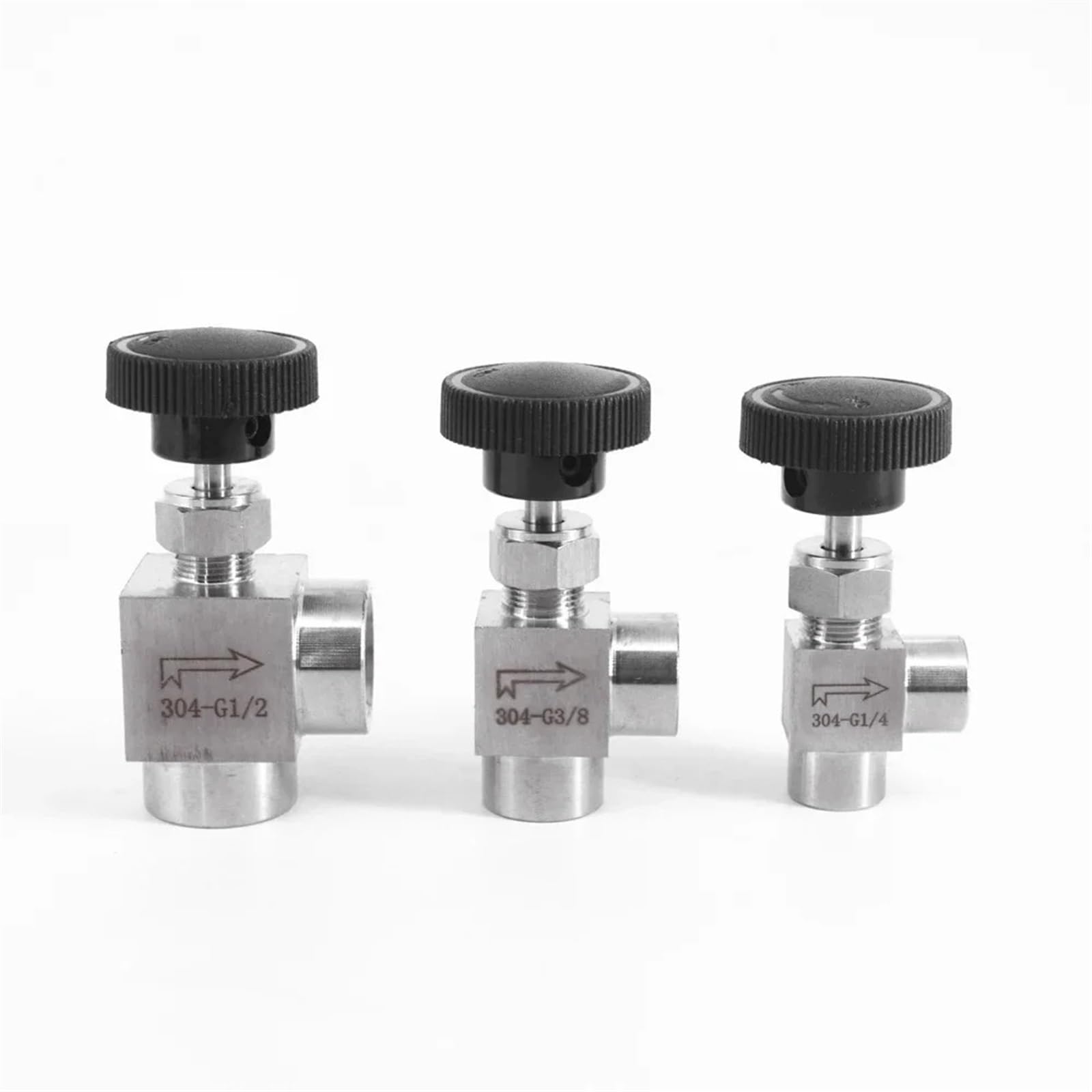 Válvula de aguja en codo de 1/2 pulgada BSP en acero inoxidable 304 para control de flujo preciso