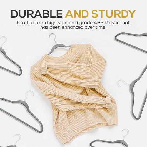 Image of Techzoo Premium Velvet Hangers 50 Pack Ultra Thin Non Slip Adult Felt Space Saving Slim Suit Hanger for Closet Heavy Duty Coat Pants Jackets Dress Hangers 360 Swivel Hook Hold Upto 10 lbs Gray