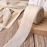 ZNZAKKA Ivory Lace Ribbon 1-1/2''x10yds Chiffon Crinkle Ribbon for Crafts Bouquet Gift Wrapping, Wedding Home Decor