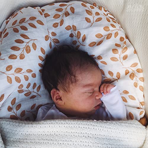 Image of Mini Wander Swaddles for Newborns Muslin Swaddle Blankets - Breathable Soft Gender Neutral Receiving Blanket Baby Essentials | 47 x 47 Cotton - Leaves (Amber)