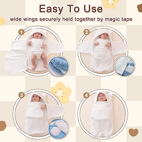 Image of AiWMGL Baby Winter Fleece Swaddle Blanket 0-3 Months Boys Girls Warm Adjustable Newborn Swaddling Wrap Soft Plush Sleeping Sacks