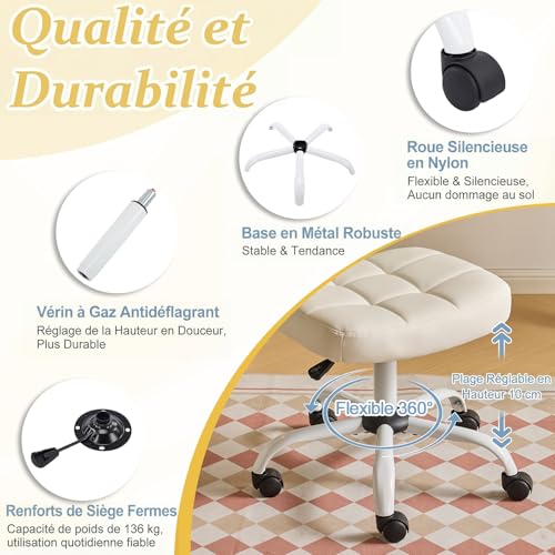 Chaise Bureau Cuir PU Réglable Pivotante 360° Bonnlo