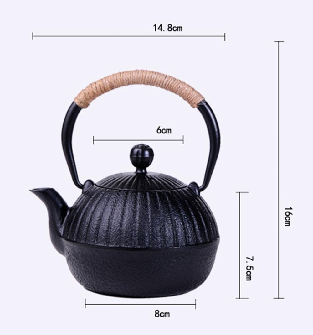 Tetera Juego De Té Teapot Tetera De Té Tea Kettle Tetera Meilan Bambú Pote De Hierro Fundido Casero Tetera De Hierro Fundido Vintage Tetera De Hierro Fundido Té De Hierro Sin Recubrimiento 500 Ml-Pequ