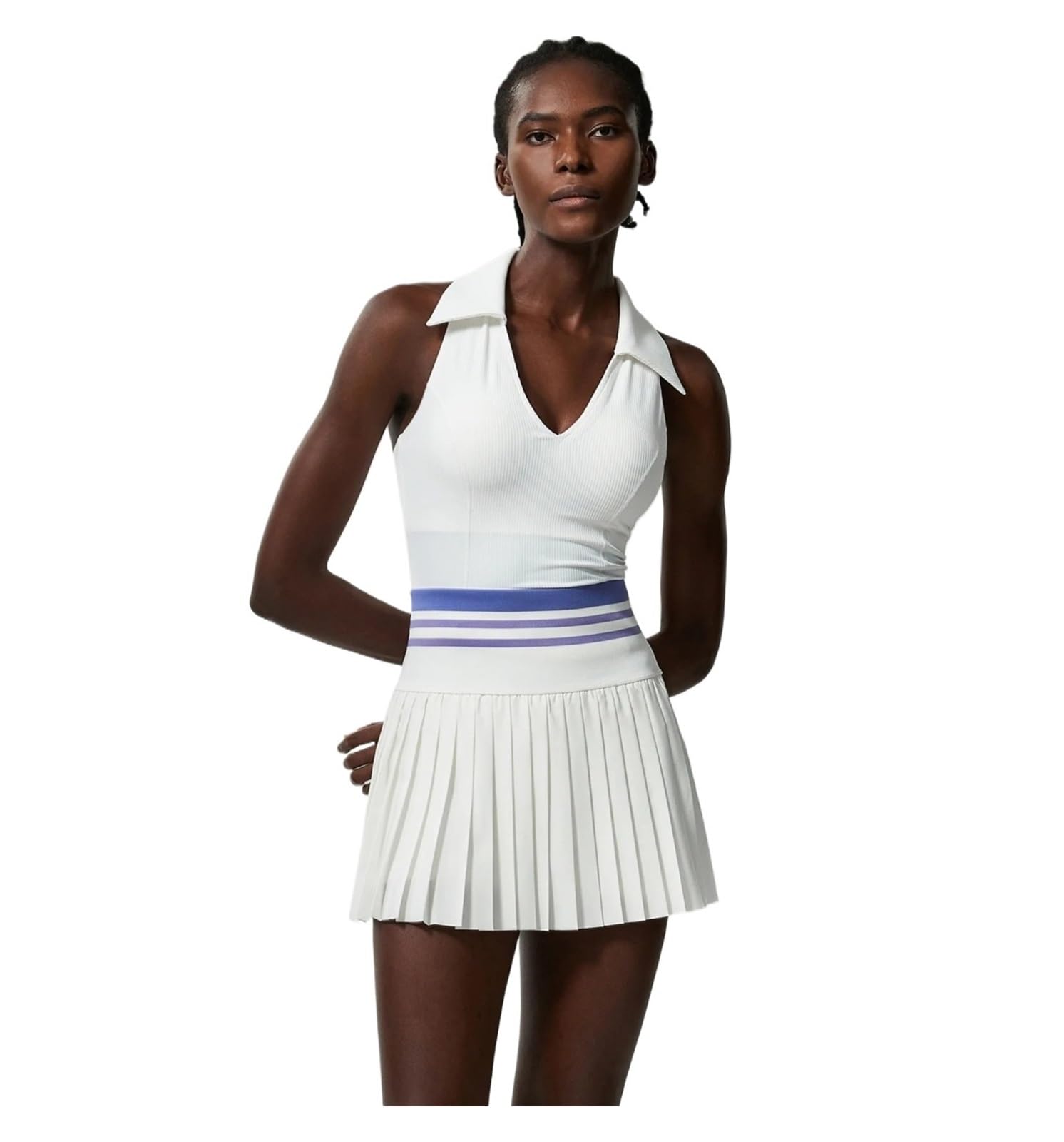 Robe tennis femme 2 pièces blanche en taille M avec short anti-marche