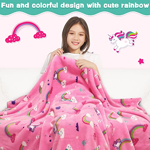 Lukeight Unicorns Rainbow Blanket For Girls, Unicorns Gifts For Girls, Soft Unicorns Kids Blanket For Birthday, Pink Girls Blanket With Vibrant Colors, Rainbow Throw Blanket, 50X60 Inches #TOP1