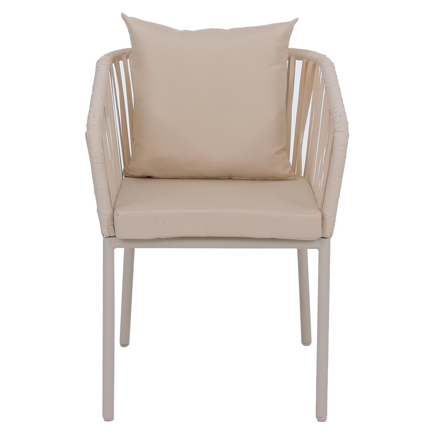 Mendler Set di 2 sedie da giardino HWC-N41, poltrona da esterno, in alluminio intreccio corda - avorio cuscini avorio