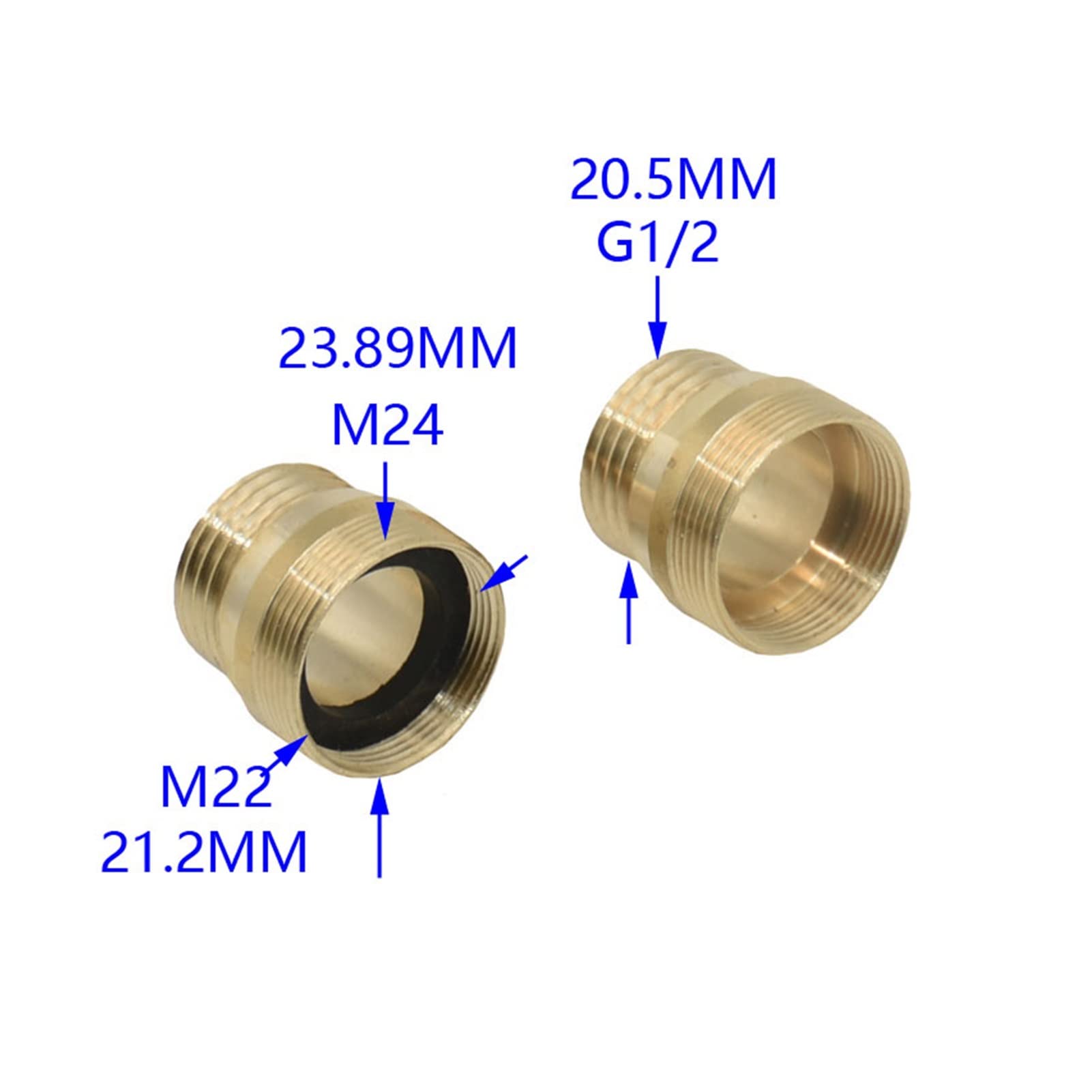 Conexión de agua de pulverización Masculino 1/2 a M22 m24 Conector roscado del grifo Láfósito de latón Conector roscado Conectores de cobre 25 piezas
