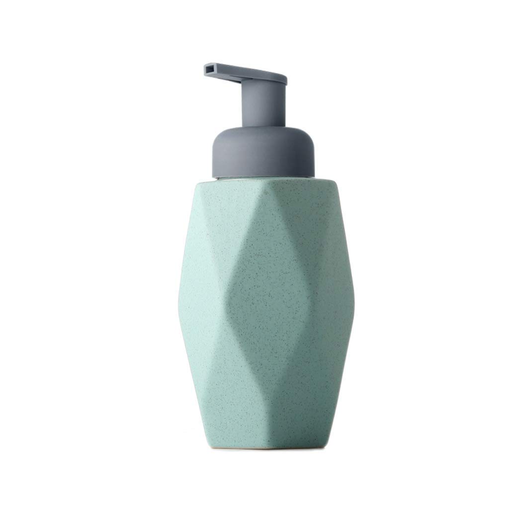 Layboo Ceramics Hexagon Shape Foaming Soap Dispensers Pump-Bottles for Kitchen, Bathroom Countertop and Vanities 480 ml (Green)