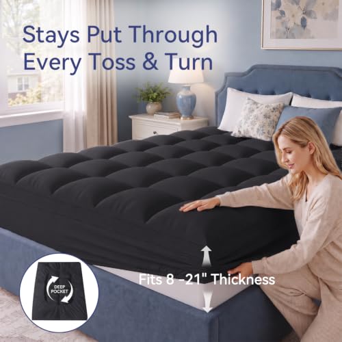 ELEMUSE Queen Black Thick Pillow Mattress Topper $32.91 AC - image 4