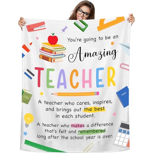 Batiyeer New Teacher Gifts Blanket Back to School Gift 60"x 50" First Year Teaching Gifts College Present Blanket Present for Back to School from Schools Student