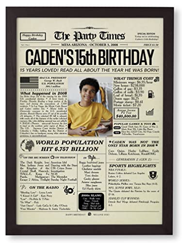 Personalized 15Th Birthday Party Decorations For Kids, Girls, Boys, Back To Newspaper Poster Gifts, Gift For Dad, Mom, Him, Her, Father, Mother Turning 15 Years Old, Back To Custom Poster With Your Personalized Photo, Unique Gift Idea #TOP7