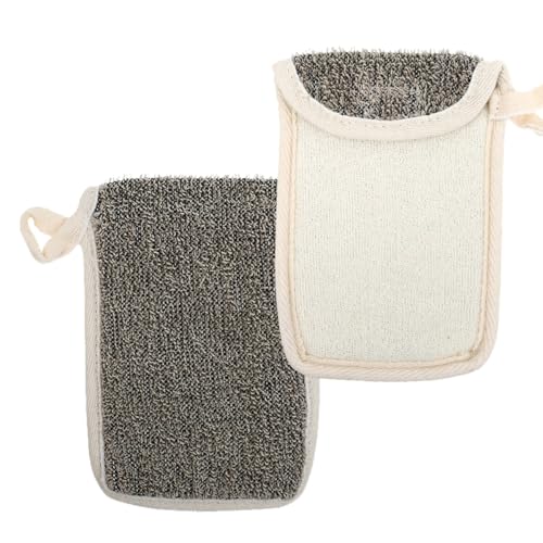 HOMSFOU Bolsas de Jabón para Baño 2 Unidades de Lino Negro, Bolsas Espumosas para Almacenar y Fregar Jabón, Malla para Formación de Burbujas, Secado Rápido y Uso en Ducha Diaria