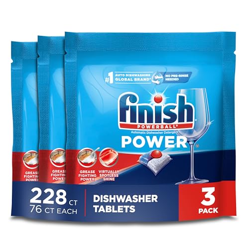 Image of Finish Power - 76ct - Dishwasher Detergent - Powerball - Dishwashing Tablets - Dish Tabs, (Pack of 3)