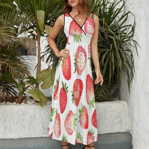 Robe femme chic et élégant à imprimé aquarelle de fraise exclusive - 5