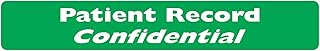 Patient Record Confidential Labels for Sensitive Chart Privacy, 6.5" x 1", Green with White Text, Permanent Adhesive, 100 Stickers/Box, Doctor Stuff