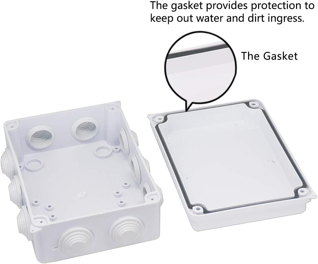 Zulkit IP65 Junction Box Hinged Shell Clear Cover Grey Box 15.4 x 11.4 x 6.3 inch and White Electrical Box 5.9 x 4.3 x 2.8 inch