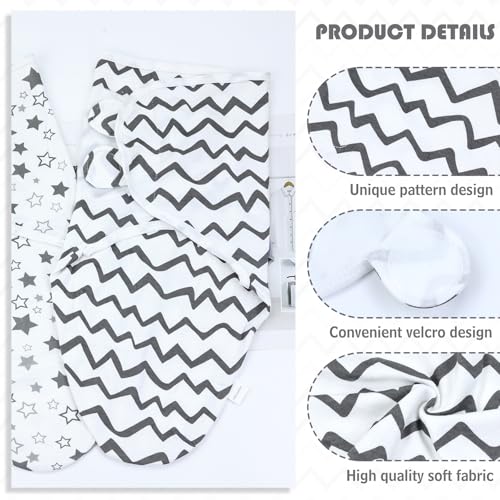 Image of Cinaci 2 Pieces Adjustable Soft Cotton Baby Swaddle Sleep Sacks Hats Newborn Nursery Caps Beanies Bonnets Swaddle Blanket Wraps for Baby Girls Boys Infants Newborns (2PCS S12)