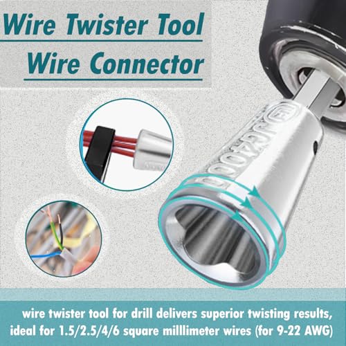 Bfminitool Wire Stripper for Drill, 8/10/12/14 AWG Wire Twister Electrician Tool for Drill, 7 In 1 Professional Drill Wire Strippers Electrical Tools for Electrician, Fast Wire Nut Twister Tool Set - Image 4