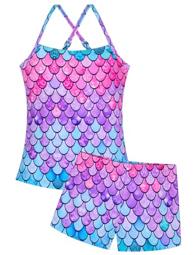 Image of Girls Swimsuit Sleeveless Bathing Suits Back Cutout Summer Swimwear with Removable Chest pad 6-14 Years