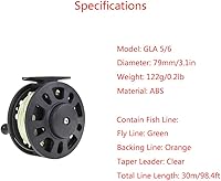 Vista 3 de SEIWEI Fly Fishing Reel, Fly Reel GLA 5/6WT Large Capacity Plastic Fishing Reel with 30m Nylon Line, for Basic Fishing Lines Black