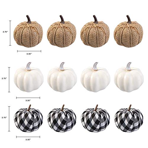 image for Ticlooc 12pcs Mixed Artificial Pumpkins Fake Harvest Pumpkins for Fall
