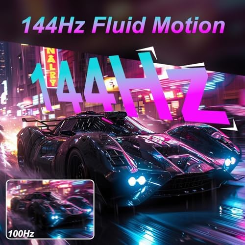 LXZ 27 inch Monitor 4K UHD 144Hz Gaming Monitor – IPS Panel with 1ms MPRT, Supports HDR, 84% NTSC, HDMI 2.1, Height/Tilt/Pivot/Swivel Stand, VESA Compatible, Eye Care – Black