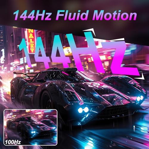 Image of LXZ 27 inch Monitor 4K UHD 144Hz Gaming Monitor - IPS Panel with 1ms MPRT, Supports HDR, 84% NTSC, HDMI 2.1, Height /Tilt /Pivot /Swivel Stand, VESA Compatible, Eye Care - Black