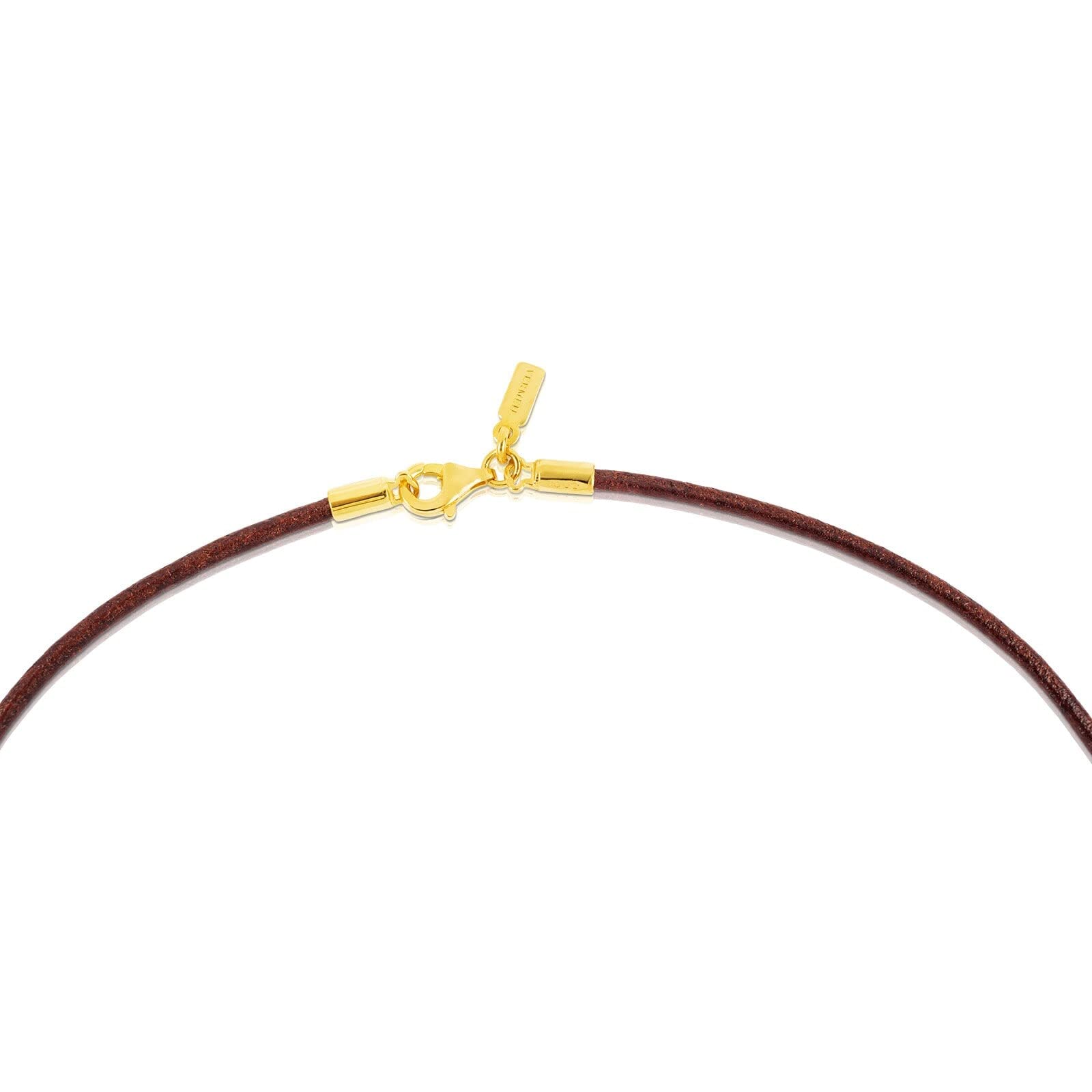 TOUS Gargantilla de Cuero para Mujer con Cierre en Baño de Oro 18Kt sobre Plata de Primera Ley, 40 cm de Largo, Versátil y Clásica, Colección Chokers