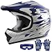 XFMT Youth Kids Motocross Offroad Street Dirt Bike Helmet Goggles Gloves Atv Mx Helmet Blue Flame L