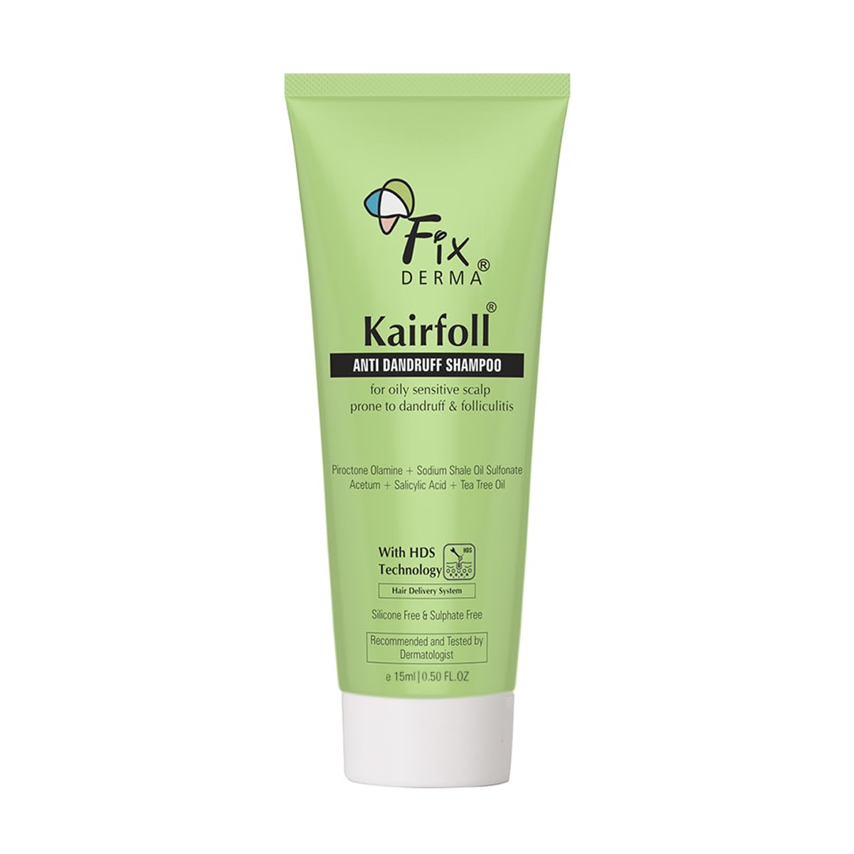 Kairfoll Anti Dandruff Shampoo for Oily Sensitive Scalp Prone to Dandruff & Folliculitis | Anti Dandruff Shampoo for Women & Men | 2% w/w Salicylic Acid for Hair Fall Shampoo - 15 ml