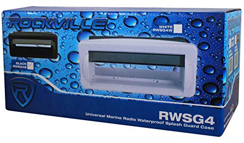 Image of Rockville RWSG4B Black Universal Marine /Boat Receiver Splash Guard Housing | Fits 1 DIN Head Units, UV-Resistant ABS, Spring Loaded Flip Door, Stainless Steel Hardware, EVA Foam Gasket, Waterproof