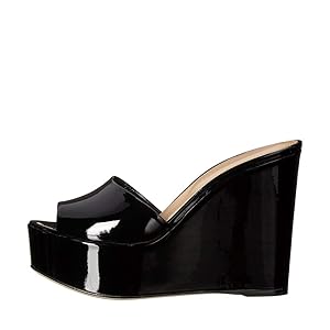 【in a row】Whole Heel Wedge Mule Amazon.com | YDN Women High Heels Platform Mules Peep Toe