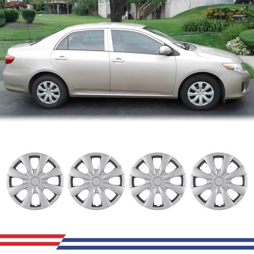 CPW 15 Inch Hubcaps Fit for 2009-2019 Toyota Corolla Wheels Rim Cover Replacement Compatible with 2009-2019 Toyota Corolla 15 Steel Wheels ABS & PC Material Hub Caps Set of 4 (15-Inch Lacquer)