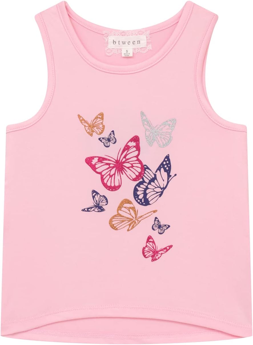 BTween Girls 4 Pack Floral Fashion Summer Clothes Set - Tutu Skirt Tank Top Short Sleeve and Biker Shorts - Image 5