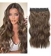 REECHO Clip in Hair Extensions, 20” One Piece Hair Extension Clip in Wefts Long Thick Beach Wavy ...
