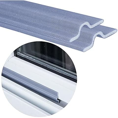 Ucatcher 2PCS Self-Adhesive Weather Stripping, Draught Excluders Nylon Cloth Foam Seal Strip, Soundproof Stopper for Window and Door (Grey, 4 Meters) Cover