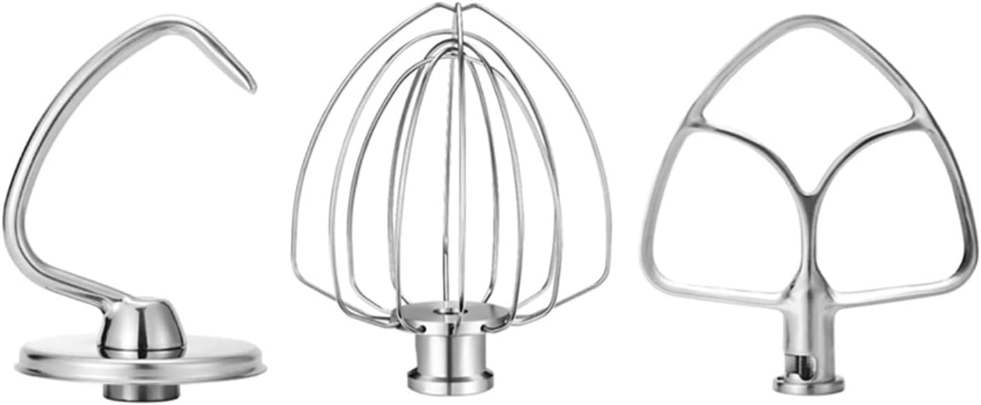 A44F-Stainless Steel Accessories,Compatible For Kitchenaid, 4.5-5 Qt Tilt Head Stand Mixer, Includes 6 Wire Whisk, Flat Beater,Dough Hook