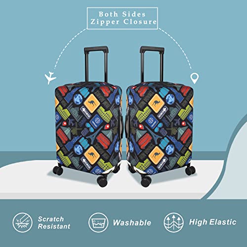 Image of Explore Land Luggage Cover Suitcase Protector, Bon Voyage, M (23-26 inch luggage)
