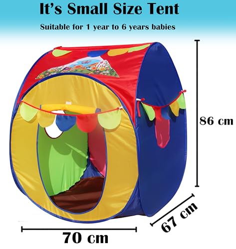 Image of Homecute Pop Up Foldable Hut Type Kids Toys Baby Tent House, Tent House for Girls & Boys, Play Tent House Suitable for 1 Year to 6 Years (Small Size Multicolour)