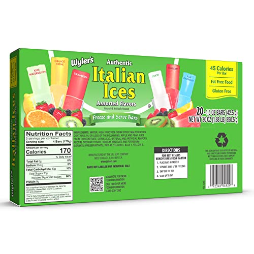 Wyler'S Authentic Italian Ice Fat Free Freezer Bars Original Flavors 1.5Oz Bars thumb #1