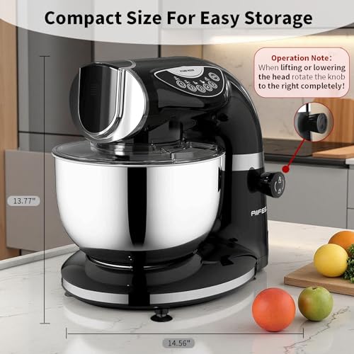 Stand Mixer, 8.5QT+ 6QT Two Stainless Steel Bowls Electric Food Mixer Black - Image 3