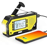 Raddy NW3 Radio Solar de Emergencia Am-FM Radio Dinamo de Carga Manual con batería y Carga Solar con Linterna SOS para Camping