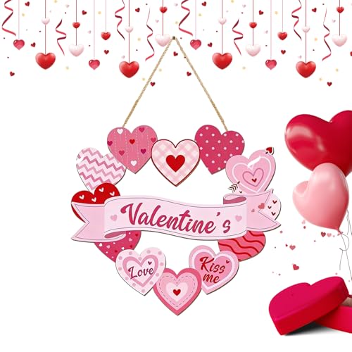 Wooden Love Heart Door Sign: San Valentín