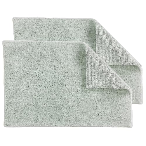 Schöner Wohnen Kollektion Badteppich einfarbig Mint - 2er Set 40 x 60 cm – waschbare Badematte rutschfest Badezimmer - 100% Baumwolle – Duschvorleger Trockner geeignet