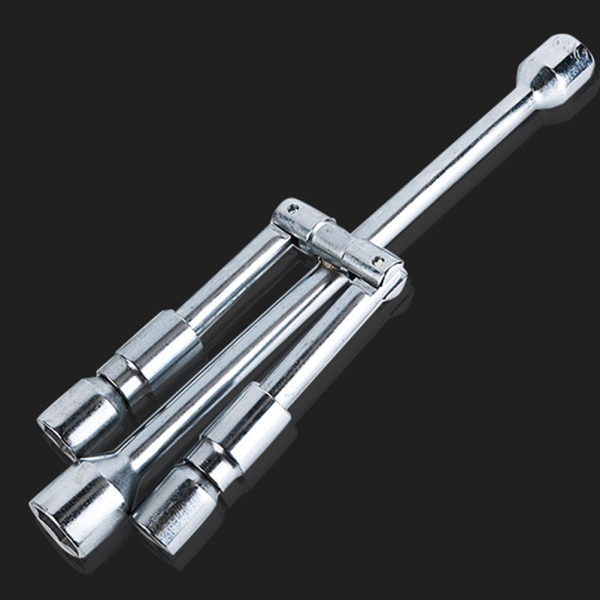 Llave para Tuercas de Rueda de Acero Plegable Agarre Cómodo, Llave Cruz de 4 Vías para Reparaciones de Neumáticos y Tuercas en Coche