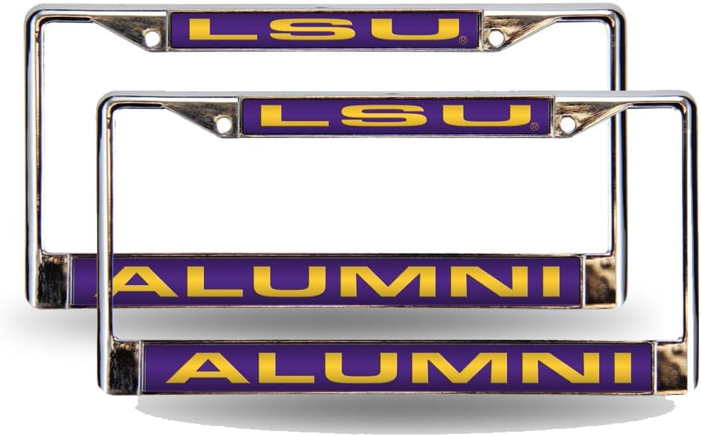 LSU Tigers Alumni Chrome Metal Laser Cut License Plate Frame - Set of 2 Frames