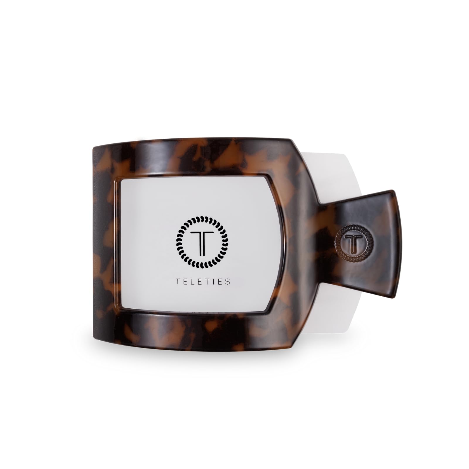 TELETIES - Large Flat Square Clip - For Lying Down, Yoga, Driving & More - Strong Grip, Bendable Teeth, Comfortable Curved Design - Ideal for Thick